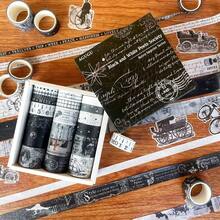 20 Rolls Vintage Washi Tape Set 30 Pcs Black Retro Sticker, Wide Floral Aesthetic Masking Tape Scrapbook Supplies, Junk Journal, Planner, Decor, Black - 黑色 - 查看 7