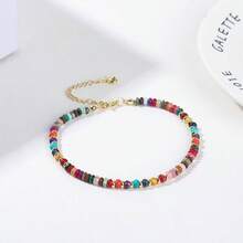 Natural Stone Beaded Anklets Bracelets For Women Handmade Beaded Anklet Bracelet Waterproof Boho Beads Ankle Bracelet Adjustable Summer Jewelry - 混合顏色 A - 查看 5