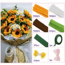 572pcs Purple/Pink/Blue/Golden Pipe Cleaners Flower Kit, Tulip Lily Sunflower Craft Kit With Tutorial Video- DIY Pipe Cleaner Making Supplies, Fabric And Plastic Purple Chenille Stem Creation Set, Ideal For Birthday Gifts Mother's Day Gift, Graduation Gift, Valentine's Day Gift, Arts And Craft Supplies, Ideas For Art Project Activity. - Multicolor - View 14