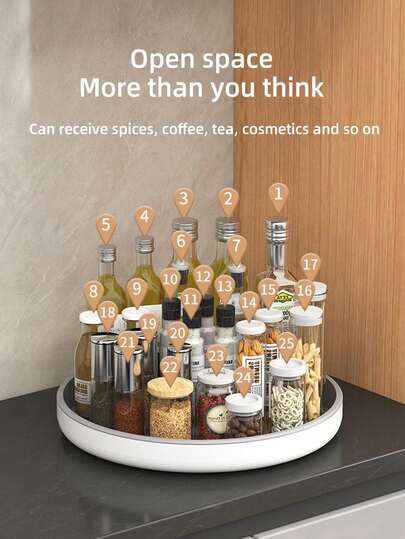 1 pièce Organisateur rotatif à 360° - Étagère à épices pour plan de travail de cuisine, condiments, assaisonnements, sauce soja, vinaigre, fruits et plateau de rangement pour collations