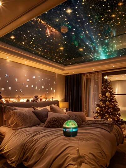 Desktop Wave Projection Lamp, Comes With USB Cable And Remote Control, Suitable For Home And Party Use; It Is A Multifunctional LED Lamp With Starry Sky Atmosphere, Can Be Used To Create A Homely Ambiance, Applicable For Bedroom And Living Room, Ideal As A Christmas And New Year Holiday Gift