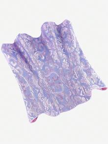 胸衣式束身胸衣，提花胸部支撑上衣，无肩带提拉设计，复古塑身衣，束腰带，下胸式束身胸衣，系带可调节 - 淡紫色 - 查看 4