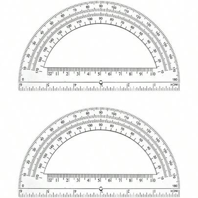 Plastic Protractor, 2 Pcs Math Protractors Protractors Plastic Math Protractor Ruler 180 Degrees Angle Measurement Geometry Classroom Student School Office Supplies, 6 Inch