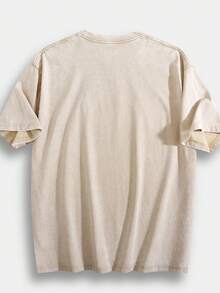 Men's Anime Graphic Washed Tee Soft Blend Breathable Casual Streetwear Top - 杏色 - 查看 2