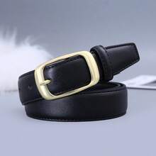1pc Women's Metal Small Square Buckle PU Leather Belt,Simple & Fashionable, Suitable For Jeans, Trousers, Coats, Dresses, Etc. Summer, School Fall, Autumn, Halloween - 咖啡 - 查看 5