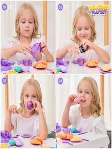 25 piezas Juego de postre de té de la tarde, vajilla de postre realista, juego de cocina de juego de roles, juego de té, caja de almacenamiento de juguetes, juguete interactivo para niños y niñas, regalo creativo para cumpleaños, color y estilo aleatorios - Multicolor - Ver 6