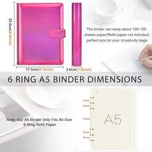 Toplive A5 Notebook Binder Refillable Binder, PU Leather Planner Organizer Cover With Magnetic Closure For A5 Filler Loose Leaf Paper, Laser Rose Red - 雷射粉 - 查看 4