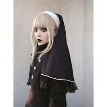 Chu 1rch Nun Wimples Hat Nun Veil Headband For Demonic Nun Costume - 黑色2 - 查看 4
