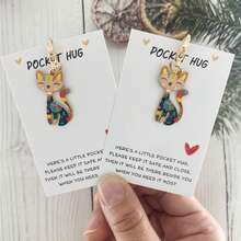 10个/5套多色可爱猫咪钥匙扣和口袋拥抱卡片钥匙圈套装，适合作为生日礼物、春季派对饰品、包包挂饰