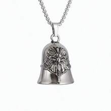 1pc Men's Motorcycle Bell Pendant Necklace, Suitable For Daily Wear - Silver - View 2