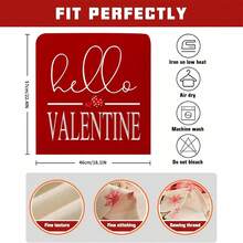 Valentine Chair Back Cover Romantic Heart Letters Pattern Dinning Chair Slipcovers For Home Anniversary Wedding - Ruby Red - View 7