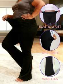 Leggings évasés taille haute pour femmes, leggings évasés pour soulever les fesses, leggings larges et minces sans couture, pantalon de yoga coupe-botte de couleur unie, pantalon de sport noir amincissant le ventre, collants de sport décontractés, pantalon de sport - Noir - Voir 3