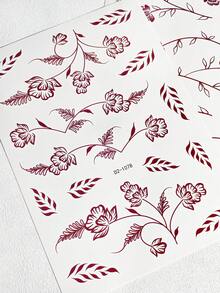 2 Tờ Hình Xăm Henna Hoa Màu Nâu Đỏ, Hình Xăm Tạm Thời Chống Thấm Nước Hình Hoa Màu Nâu Dành Cho Nữ Giới, Nghệ Thuật Vẽ Trên Cơ Thể, Mẫu Mehndi - màu nâu - Xem 7