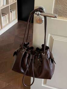 Spring New Stylish Large Capacity Women Handbag, Lightweight Luxury Niche Shoulder Bag, Tote Bag For Commuting - Coffee - View 4