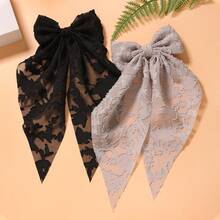 2 pièces/set Pinces à cheveux haut de gamme avec nœud papillon style bohème décontracté, style palais pour fête, mignon, de rue, élégant, en polyester, convient pour toutes les saisons, accessoires pour la tête, accessoires capillaires pour femmes, pinces, barrettes à cheveux - Multicolore - Voir 5