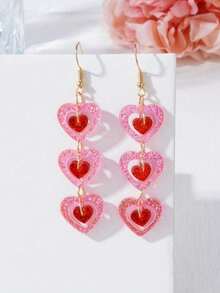 1 Pair Of Fashionable Acrylic Love Lady Earrings Valentine's Day Earrings Are A Cheap And BeautifulGift,Mom,Mother,Mother's Day,Gift - 彩色 - 查看 12