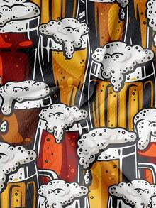 男士夏季度假风啤酒印花双层沙滩短裤 - 彩色 - 查看 4