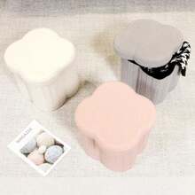 Pink Ottoman Storage BoxFolding Storage Seat Box Small Footstool For Living Room Kid's Toy Chest Box Teddy Flower Shape 32x32x32cm - Pink - View 5