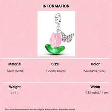 Dijes de flores plateadas con baño de plata para San Valentín, con diseños de lavanda, cactus, rosa, tulipán y girasol. Colgantes de esmalte ajustables de plantas para hacer pulseras, collares, joyería para bodas, fiestas y uso diario. Accesorios románticos para manualidades - Multicolor - Ver 16