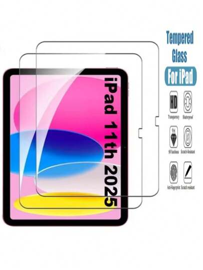 2pcs IPad Tempered Glass Screen Protector - High Definition, High Transparency, Anti-Scratch, Anti-Drop, Full Screen Coverage, Strong Anti-Fingerprint, Sensitive Touch, Compatible With IPad (Air 4, 5, 6)/(7, 8, 9, 10th Gen)/IPad 11 1A16(2025)
