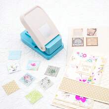 Rectangular/Square Postage Stamp Shape Craft Hole Punch, Scalloped Edge Paper Punch For Card Making, Scrapbooking, DIY, Portable Lever Action Puncher - Multicolor - View 8