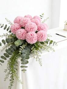 Bộ 2 bó hoa diếp xoăn nhân tạo cao 11,02 inch, thích hợp để trang trí, trang trí nhà cửa, đám cưới và sự kiện, hoa nhân tạo, trang trí nhà, bó hoa ngày Valentine, trang trí mùa xuân. - Hồng - Xem 6