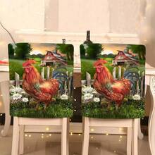 1 szt./4 szt./6 szt./10 szt. Wiosna/Lato Jaskrawoczerwony Kogut, Biały Drewniany Płot, Czerwona Stodoła, Otoczony Białymi Stokrotkami i Drobnym Kwiatowym Wzorem, Krótki Pluszowy Pokrowiec na Krzesło, Zdejmowany Krótki Pluszowy Ochraniacz na Oparcie Krzesła, Odpowiedni Na Wszystkie Pory Roku, Świąteczny Pokrowiec na Krzesło Do Jadalni, Salonu, Krzeseł Domowych - Wielokolorowe - Zobacz 1