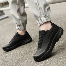 Men's Leather Shoes Sports Leather Shoes Spring And Autumn Low Top Layer Cowhide Surface Outdoor Hiking Casual Shoes Black - Standard Leather Shoe Size - View 2
