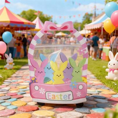 20pcs/10pcs/3pcs Easter Party Cartoon Rabbit Pattern Gift Bags, Gift Wrapping Bags For Festivals, Parties, Favors, Sealing Bags With Bow And Rabbit Pattern, Gift Packaging Bags, Holiday Decorations, Birthday Party Gift Bags, Baby Shower Packaging Bags, Back To School, Graduation, Mother''s Day