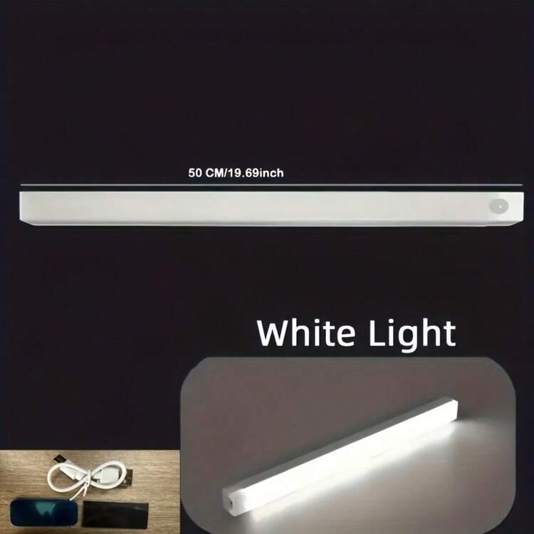 10cm/20cm/30cm/50cm - Single USB Rechargeable Motion Sensor LED Light Strip, Portable Lamp Bar, Warm White/White Light Options, Suitable For Cabinet, Kitchen, Corridor, Outdoor, Wardrobe, Stairs And More - Easy Installation, Auto Human Detection, No Drilling Required, Wardrobe Lighting | Minimalist Lamp | Magnetic LED Light - Cabinet Light Strip - View 14