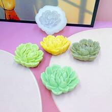 1个牡丹花形蜡烛硅胶模具，多肉植物花卉香薰石石膏装饰DIY花卉桌面摆件硅胶模具 - 白色 - 查看 9