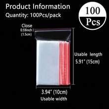 100 قطعة أكياس بلاستيكية قابلة لإعادة الإغلاق بأحجام من 4 سم إلى 30 سم، أكياس سحاب إعادة الاستخدام، سمك 0.062 مم/2.44 ميل، أكياس تعبئة مجوهرات شفافة، أكياس تعبئة هدايا أعياد الميلاد والذكرى السنوية، أكياس ملحقات أدوات متعددة الأغراض، أكياس تعبئة هدايا المناسبات، أكياس فراغية بلاستيكية، أكياس لاصقة شفافة، صناديق تخزين ملحقات الملابس، مناسبة للشحن والسفر والتخزين والتعبئة والهدايا وأعياد الميلاد والذكرى السنوية والزفاف - 100 قطعة - مشاهدة 16