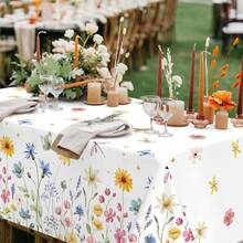 Pedenty 3-Piece 54 X 108 Inch Spring Floral Plastic Tablecloth – Wildflower And Butterfly Design, Disposable Rectangle Table Cover For Garden Parties, Ba By Showers, Picnics, And Spring Decorations - SpringFloral - View 5