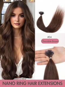 Nano Tip Hair Extensions Human Hair Balayage Nano Ring Beads Pre-Bonded Seamless Highlight Extensions For Women Nano Extension Human Hair Ease Of Use 50s Invisible Nano Bead Extension Valentine's Day - Multicolor - View 54