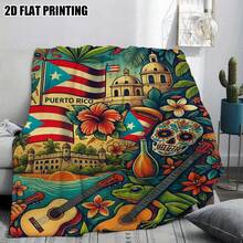 Puerto Rican Themed Flannel Blanket - Vibrant Cultural Prints With Flags, Symbols & Puerto Rico Text - Soft Warm Travel Digital Print,Suitable For All Seasons,      Washable And Machine-Washable, Lightweight, Breathable, Comfortable, Warm,  Unique, 280gsm For Him And Her, Perfect For Naps, Camping, Travel, Family, Daily Life, Office Decoration, Birthday Anniversaries, Valentine's Day, Thanksgiving, Christmas, Halloween, Mother's Day, Father's Day, Wedding,   New Year Gifts Provide Personalized Ideal Gifts For Her, Him, Family Members, Boyfriends,  Girlfriends, Fathers, Family Members, Mothers, Lovers,   Daughters, Sons,   Grandfathers, Grandmothers,     Friends, Classmates And Pets.     Sofa,Bed,Car,Bedroom,Living Room,Office,  Outdoor Camping, Beach,Wall Decoration - 多色13 - 查看 5