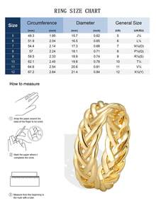 Charm-In Women's Gold-Plated Braided Twist Ring - Textured Accessory For Daily/Street Style/Weekend Outings, Stylish Gift For Fashionistas - Gold - View 5