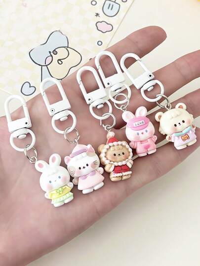 1pc Cute Cartoon Cat & Dog Keychain, Pendant, Bag Charm, Wristlet Keychain, Car Keychain, Keychain Lanyard, Keyring, Key Accessories, Keychain, Couples Keychain, Gift For Her, Gift For Boyfriend, Christmas Gift, Christmas Stocking Stuffer, Birthday Gift, Gift For Friends, Holiday Gift, Event Souvenir, Party Favor