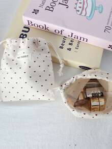 波点抽绳收纳袋，可爱迷你抽绳包，手提钥匙扣零钱包，小布袋，口红化妆包 - 彩色 - 查看 7