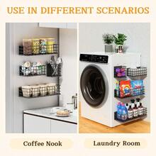 Magnetic Fridge Shelf, 4-Pack Metal Strong Magnet Rack, Space Saving Spice Organizer, Utensil Holder, Fruit Potato Onion Storage Bins, Black Refrigerator Organizers And Storage - 黑色 - 查看 6