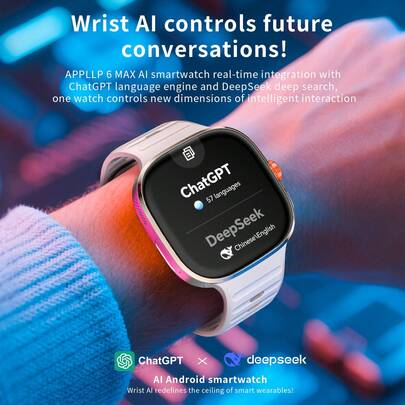  Reloj inteligente LOKMAT APPLLP 6 MAX AI, compatible con ChatGPT y DeepSeek, pantalla AMOLED de 2.16", resolución de 480*480, 3GB de RAM + 32GB de almacenamiento, tarjeta SIM 2G/3G/4G/5G, corona giratoria de 180°, cámara HD, detección inteligente de IA, conectividad Wi-Fi, compatible con sistema Android, funciones de monitoreo de salud descargables a través de la aplicación