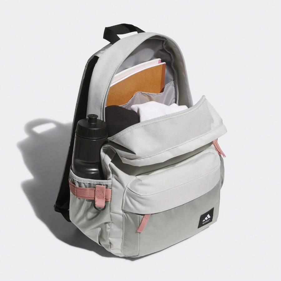 Mochila Adidas MATERIAL-MIX de gran capacidad con colores contrastantes, mochila deportiva para el día - Gris Claro - Ver 1