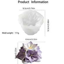 1pc 3D Hydrangea Flower Ball Silicone Mold - Heat-Resistant Easy Demold For Candle/Soap/Resin Valentine's Day/Wedding Souvenir Women's DIY Gift - White - View 11