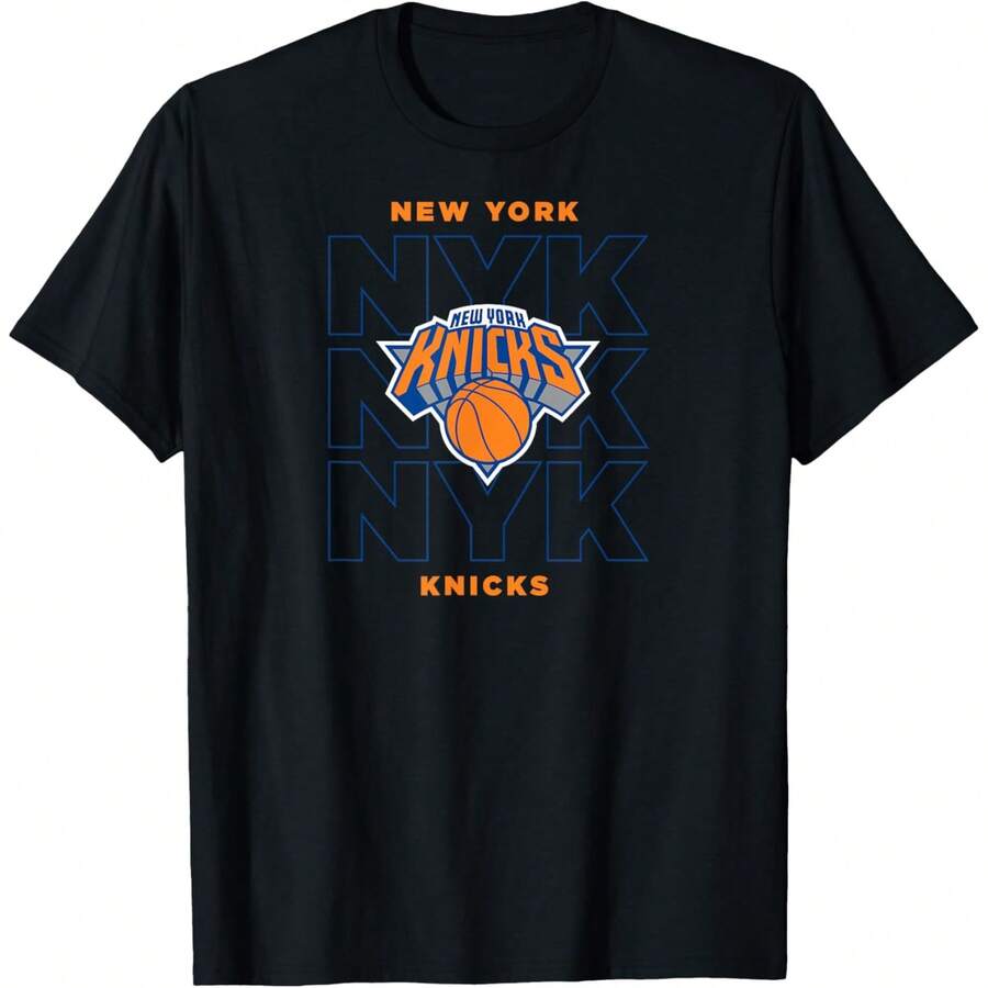 ANBA2 - New York Knicks Stacked City Logo T-Shirt - 黑色 - 查看 1