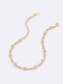 XUJIA 1pc 925 Sterling Silver Tennis Bracelet - 2mm*10pcs Round Moissanite & 3x5mm*11pcs Oval Moissanite, 16+5cm Adjustable Length, Brilliant And Dazzling, Ideal Gift - BMO-078 - View 6