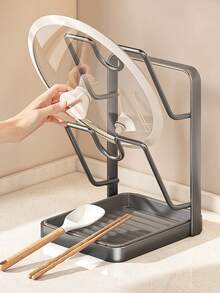 1个锅盖收纳架，台面储物架，可收纳锅盖、砧板、餐具等。U型槽设计，可牢固竖直放置锅盖，方便取用。防锈、防潮、耐热，可承重不变形。也适用于托盘、汤勺、量杯和锅盖等。 - 彩色 - 查看 5