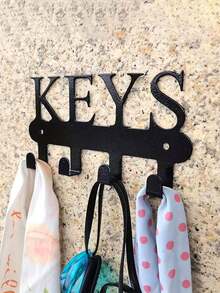 1pc Wall Mounted Key Holder - Metal Key Hooks, Easy Installation, Suitable For Entryway, Kitchen, Office - Casual Style Decorative Key Organizer Rack With Special Easy-Install Feature - Multicolor - View 4