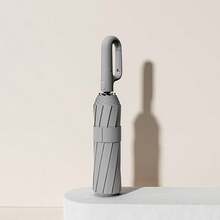 1 pieza Paraguas plegable automático, tela de poliéster a prueba de viento con resorte, mango personalizado con gancho, apertura/cierre con un solo botón, unisex