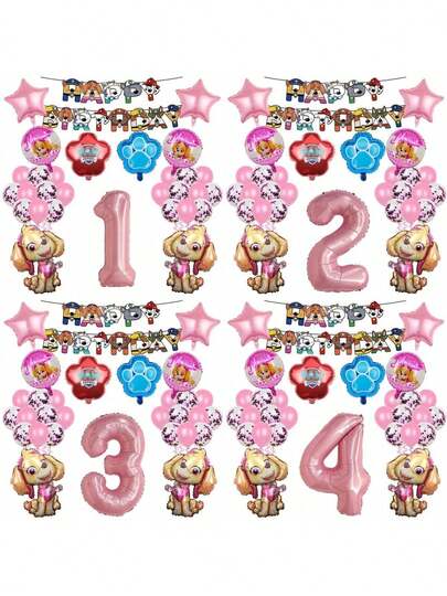 Paw Patrol Bộ trang trí bóng bay sinh nhật chủ đề Chó Cứu Hộ Thành Phố Dũng Cảm chính hãng 30 món, gồm bóng bay hình chó cứu hộ màu hồng dễ thương, bóng bay cao su màu hồng 12 inch và bóng bay kim tuyến màu hồng, lý tưởng để trang trí tường tiệc sinh nhật, lễ trưởng thành, hoặc dùng làm vòng hoa bóng bay.