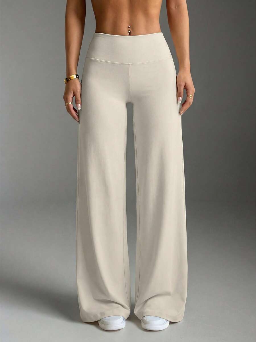 Women's Commuting Sports Elegant Modern Workplace Solid Color Slim Fit Flare Pants Spring - Apricot - View 1
