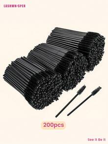 400pcs/Pack Disposable Black Eyelash Mascara Brushes, Eyebrow Brushes, Mini Makeup Tools - Eyebrow Brush, Eyeshadow Brush, Spiral Brush, 10-400pcs/Pack - Black - View 12